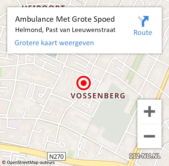 Locatie op kaart van de 112 melding: Ambulance Met Grote Spoed Naar Helmond, Past van Leeuwenstraat op 30 juli 2019 20:23