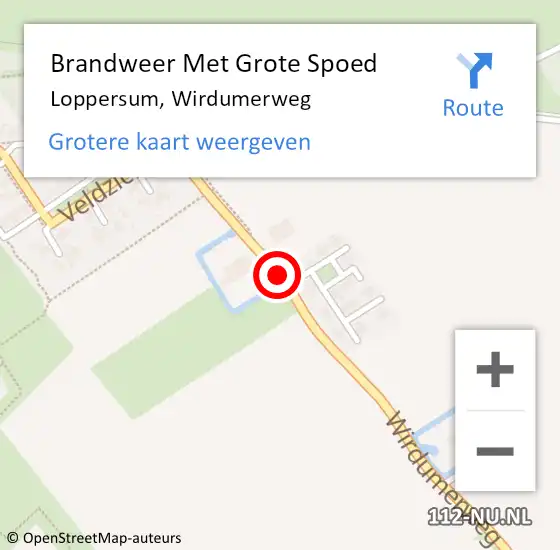 Locatie op kaart van de 112 melding: Brandweer Met Grote Spoed Naar Loppersum, Wirdumerweg op 30 juli 2019 20:29