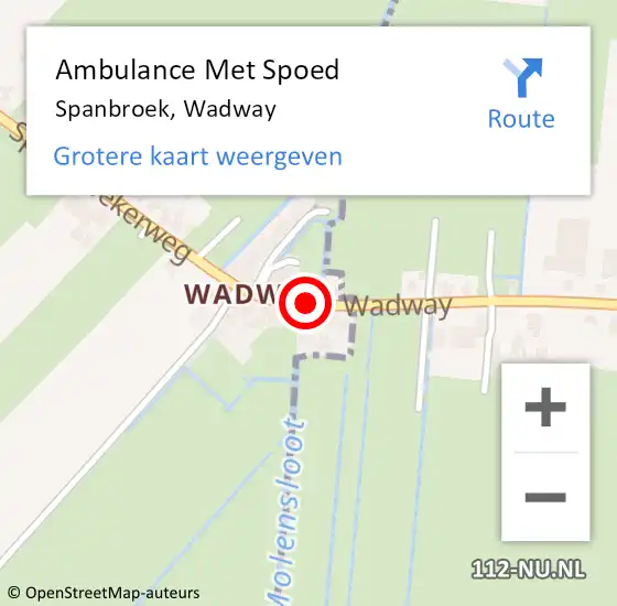 Locatie op kaart van de 112 melding: Ambulance Met Spoed Naar Spanbroek, Wadway op 30 juli 2019 20:31