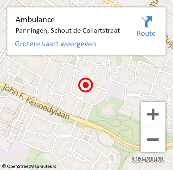 Locatie op kaart van de 112 melding: Ambulance Panningen, Schout de Collartstraat op 9 april 2014 10:31