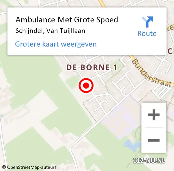 Locatie op kaart van de 112 melding: Ambulance Met Grote Spoed Naar Schijndel, Van Tuijllaan op 30 juli 2019 20:59