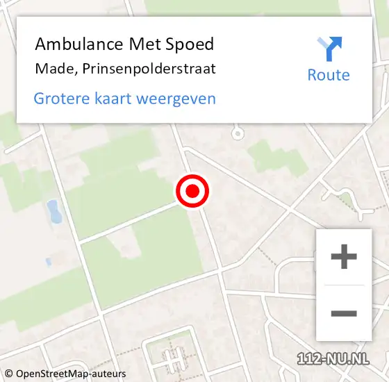 Locatie op kaart van de 112 melding: Ambulance Met Spoed Naar Made, Prinsenpolderstraat op 30 juli 2019 21:22