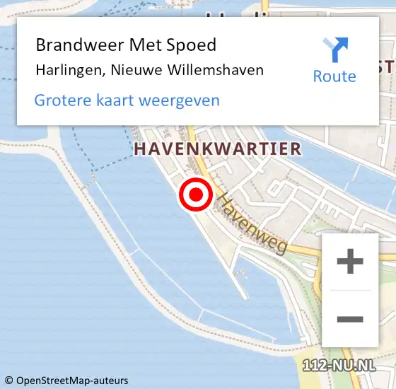 Locatie op kaart van de 112 melding: Brandweer Met Spoed Naar Harlingen, Nieuwe Willemshaven op 30 juli 2019 21:43