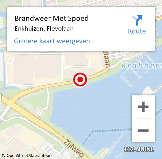 Locatie op kaart van de 112 melding: Brandweer Met Spoed Naar Enkhuizen, Flevolaan op 30 juli 2019 22:06