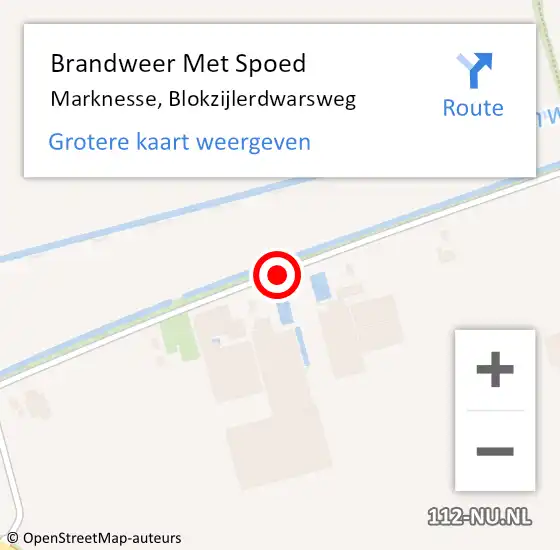 Locatie op kaart van de 112 melding: Brandweer Met Spoed Naar Marknesse, Blokzijlerdwarsweg op 30 juli 2019 22:09