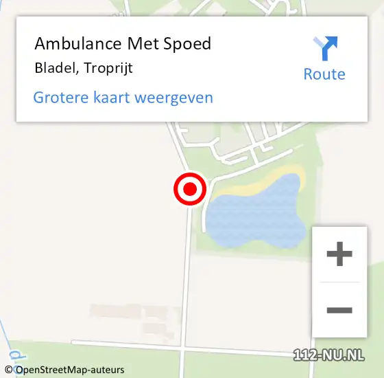 Locatie op kaart van de 112 melding: Ambulance Met Spoed Naar Bladel, Troprijt op 30 juli 2019 22:20