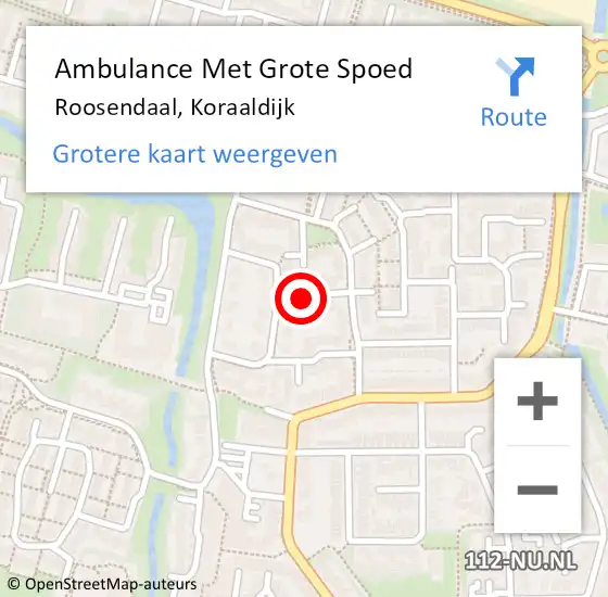 Locatie op kaart van de 112 melding: Ambulance Met Grote Spoed Naar Roosendaal, Koraaldijk op 30 juli 2019 22:58