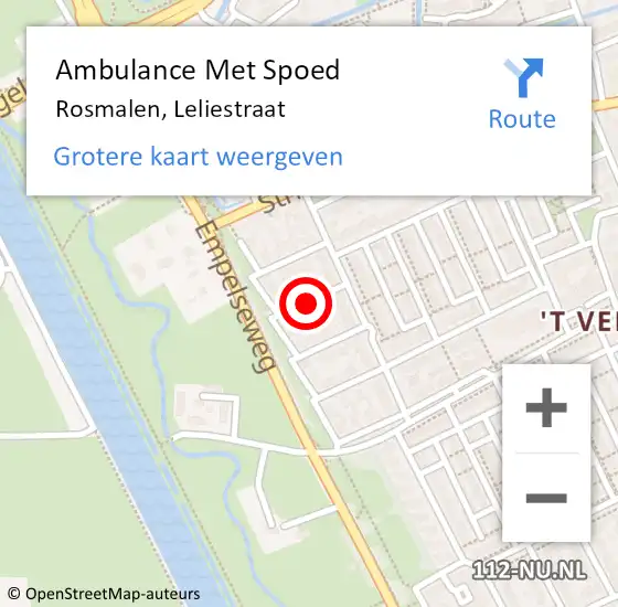 Locatie op kaart van de 112 melding: Ambulance Met Spoed Naar Rosmalen, Leliestraat op 30 juli 2019 22:59