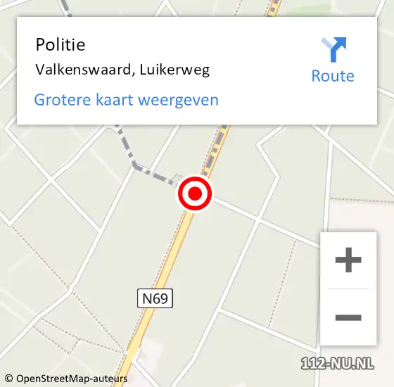 Locatie op kaart van de 112 melding: Politie Valkenswaard, Luikerweg op 30 juli 2019 23:32