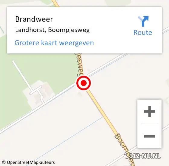 Locatie op kaart van de 112 melding: Brandweer Landhorst, Boompjesweg op 9 april 2014 10:43