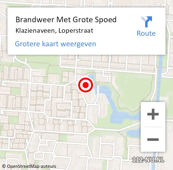 Locatie op kaart van de 112 melding: Brandweer Met Grote Spoed Naar Klazienaveen, Loperstraat op 31 juli 2019 04:16