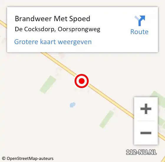 Locatie op kaart van de 112 melding: Brandweer Met Spoed Naar De Cocksdorp, Oorsprongweg op 31 juli 2019 05:54