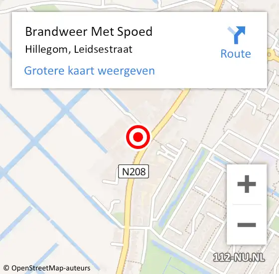 Locatie op kaart van de 112 melding: Brandweer Met Spoed Naar Hillegom, Leidsestraat op 9 april 2014 10:54