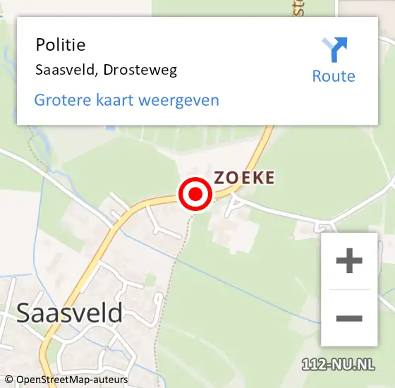Locatie op kaart van de 112 melding: Politie Saasveld, Drosteweg op 31 juli 2019 08:08
