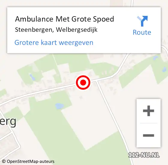 Locatie op kaart van de 112 melding: Ambulance Met Grote Spoed Naar Steenbergen, Welbergsedijk op 31 juli 2019 08:13