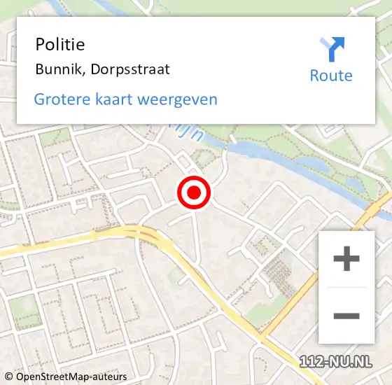 Locatie op kaart van de 112 melding: Politie Bunnik, Dorpsstraat op 31 juli 2019 08:28