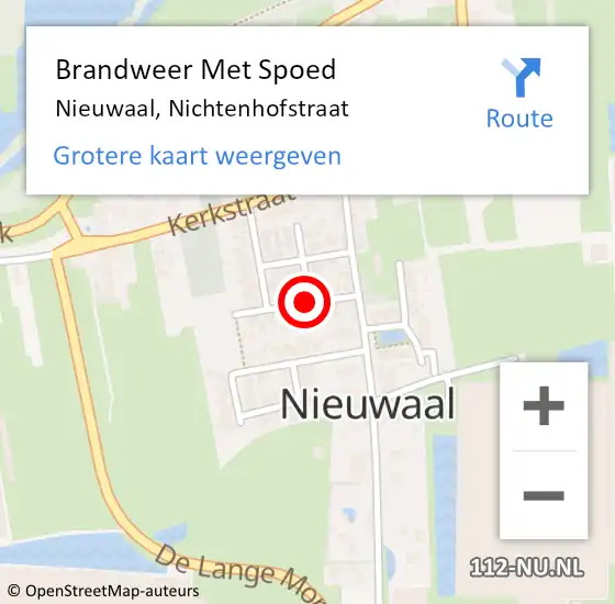 Locatie op kaart van de 112 melding: Brandweer Met Spoed Naar Nieuwaal, Nichtenhofstraat op 31 juli 2019 08:57