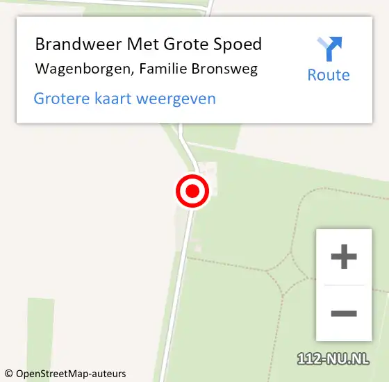 Locatie op kaart van de 112 melding: Brandweer Met Grote Spoed Naar Wagenborgen, Familie Bronsweg op 31 juli 2019 09:13