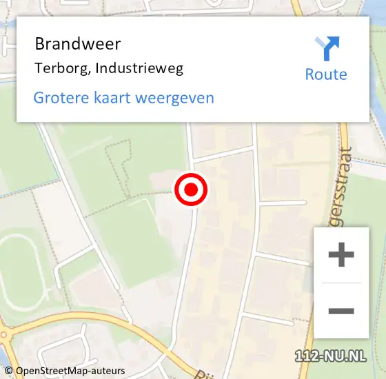 Locatie op kaart van de 112 melding: Brandweer Terborg, Industrieweg op 31 juli 2019 09:17