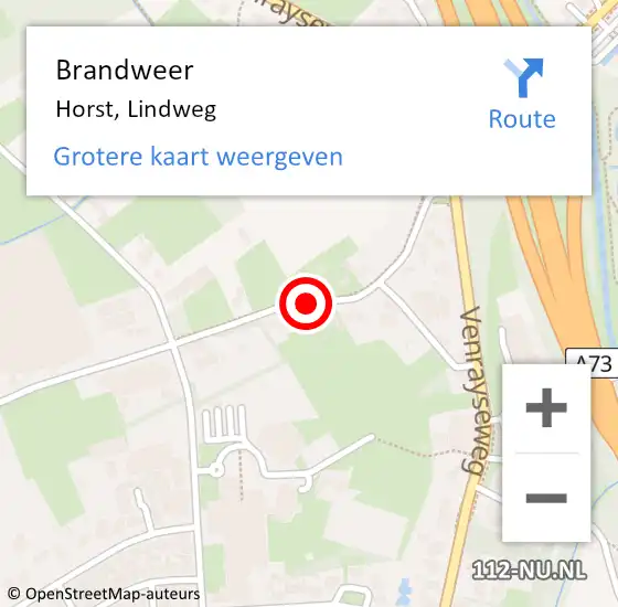 Locatie op kaart van de 112 melding: Brandweer Horst, Lindweg op 31 juli 2019 10:40