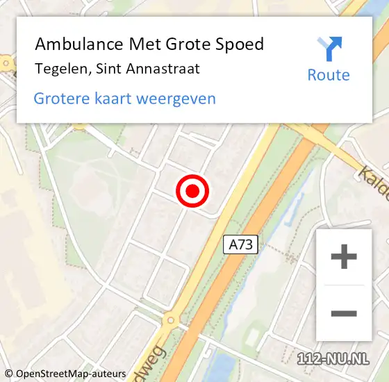 Locatie op kaart van de 112 melding: Ambulance Met Grote Spoed Naar Tegelen, Sint Annastraat op 31 juli 2019 11:26