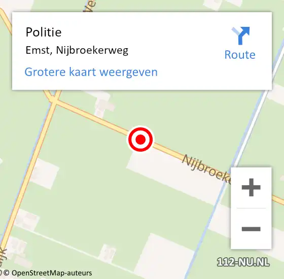 Locatie op kaart van de 112 melding: Politie Emst, Nijbroekerweg op 31 juli 2019 12:39