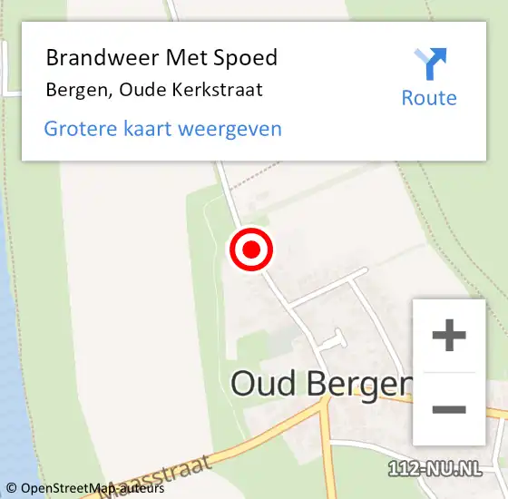 Locatie op kaart van de 112 melding: Brandweer Met Spoed Naar Bergen, Oude Kerkstraat op 31 juli 2019 14:15