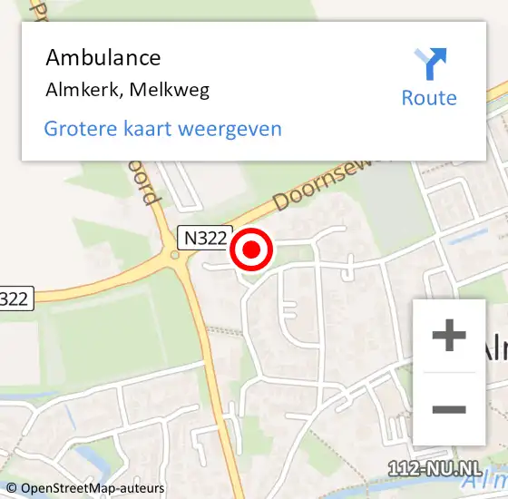 Locatie op kaart van de 112 melding: Ambulance Almkerk, Melkweg op 31 juli 2019 14:27