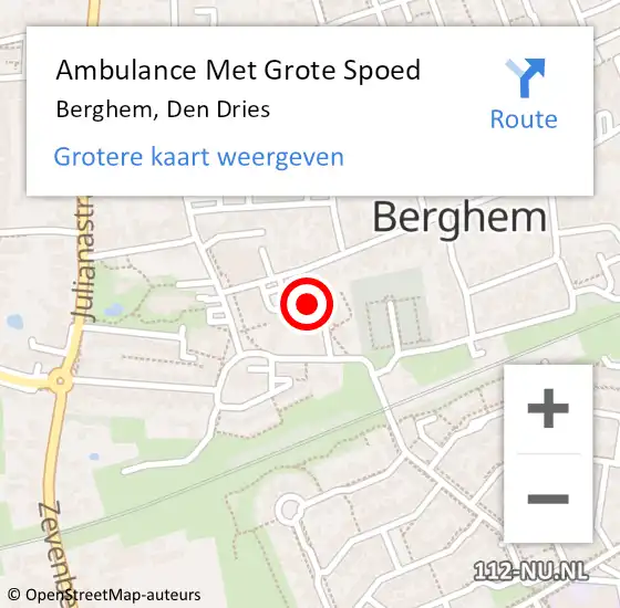 Locatie op kaart van de 112 melding: Ambulance Met Grote Spoed Naar Berghem, Den Dries op 31 juli 2019 16:29