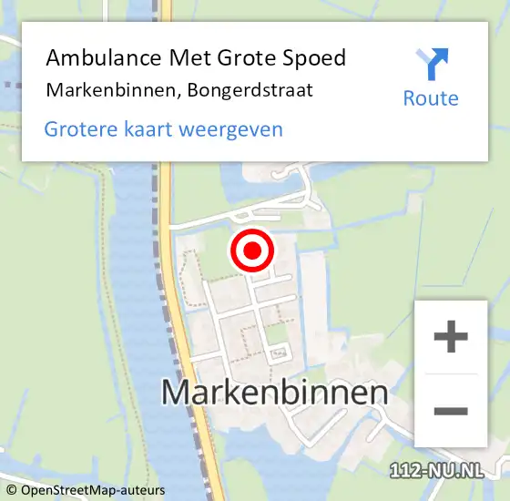 Locatie op kaart van de 112 melding: Ambulance Met Grote Spoed Naar Markenbinnen, Bongerdstraat op 9 april 2014 11:42