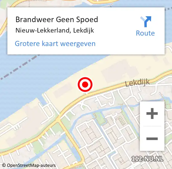 Locatie op kaart van de 112 melding: Brandweer Geen Spoed Naar Nieuw-Lekkerland, Lekdijk op 31 juli 2019 17:07