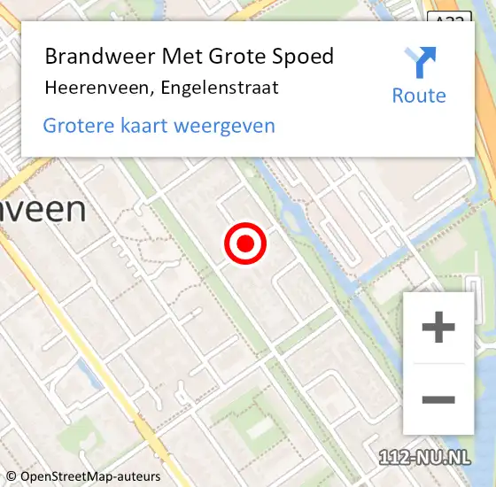 Locatie op kaart van de 112 melding: Brandweer Met Grote Spoed Naar Heerenveen, Engelenstraat op 31 juli 2019 17:36