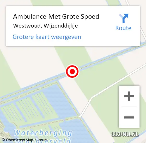 Locatie op kaart van de 112 melding: Ambulance Met Grote Spoed Naar Westwoud, Wijzenddijkje op 31 juli 2019 19:04