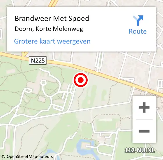 Locatie op kaart van de 112 melding: Brandweer Met Spoed Naar Doorn, Korte Molenweg op 31 juli 2019 19:11