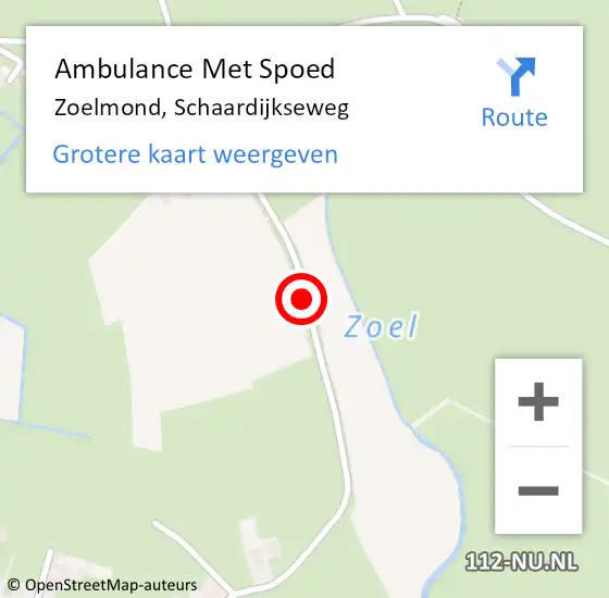 Locatie op kaart van de 112 melding: Ambulance Met Spoed Naar Zoelmond, Schaardijkseweg op 31 juli 2019 19:26