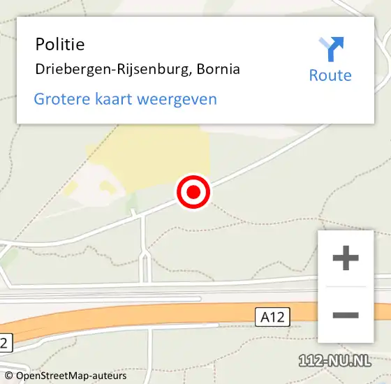 Locatie op kaart van de 112 melding: Politie Driebergen-Rijsenburg, Bornia op 31 juli 2019 19:44
