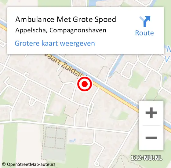 Locatie op kaart van de 112 melding: Ambulance Met Grote Spoed Naar Appelscha, Compagnonshaven op 31 juli 2019 19:57