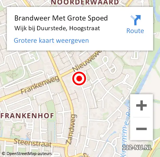 Locatie op kaart van de 112 melding: Brandweer Met Grote Spoed Naar Wijk bij Duurstede, Hoogstraat op 31 juli 2019 21:09