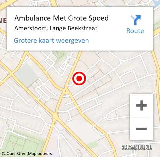 Locatie op kaart van de 112 melding: Ambulance Met Grote Spoed Naar Amersfoort, Lange Beekstraat op 31 juli 2019 21:26