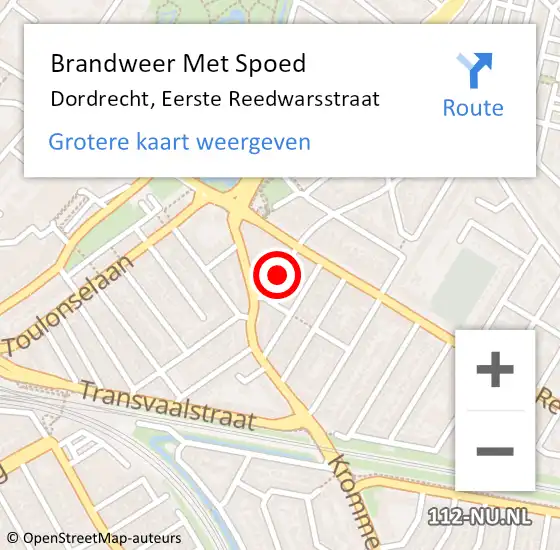 Locatie op kaart van de 112 melding: Brandweer Met Spoed Naar Dordrecht, Eerste Reedwarsstraat op 31 juli 2019 21:49