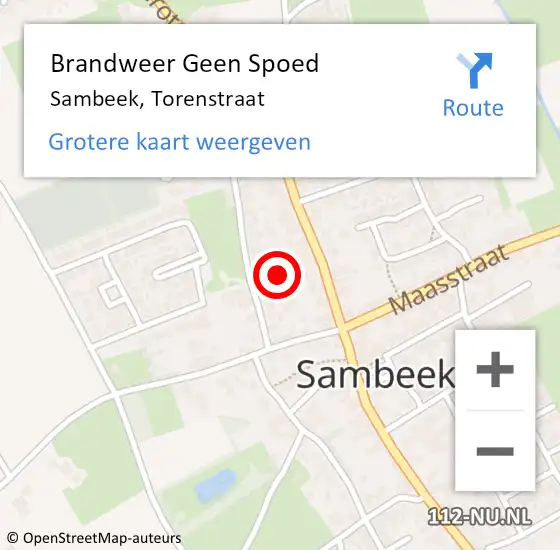 Locatie op kaart van de 112 melding: Brandweer Geen Spoed Naar Sambeek, Torenstraat op 31 juli 2019 23:39