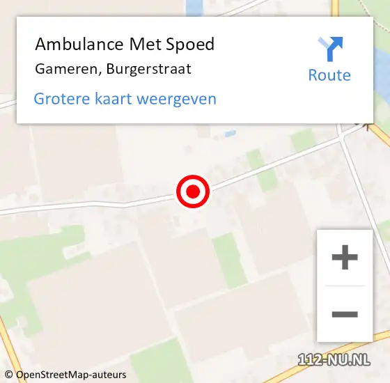 Locatie op kaart van de 112 melding: Ambulance Met Spoed Naar Gameren, Burgerstraat op 31 juli 2019 23:52