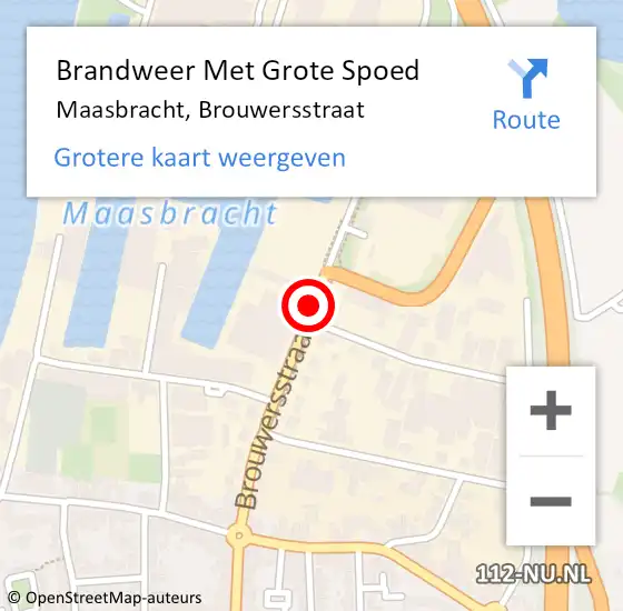 Locatie op kaart van de 112 melding: Brandweer Met Grote Spoed Naar Maasbracht, Brouwersstraat op 31 juli 2019 23:54