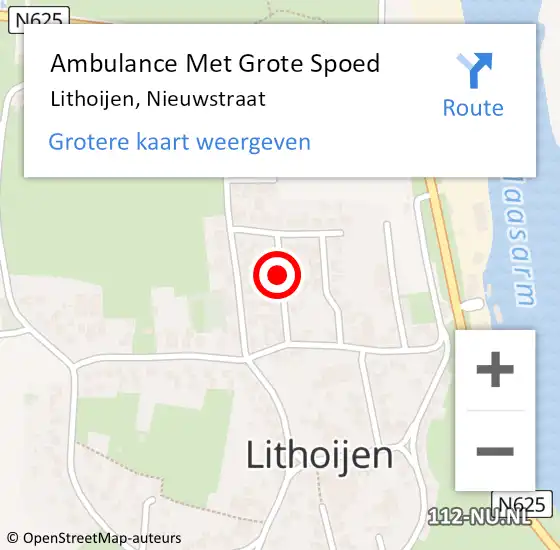 Locatie op kaart van de 112 melding: Ambulance Met Grote Spoed Naar Lithoijen, Nieuwstraat op 1 augustus 2019 03:39