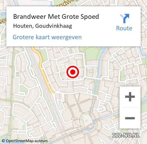 Locatie op kaart van de 112 melding: Brandweer Met Grote Spoed Naar Houten, Goudvinkhaag op 1 augustus 2019 03:53