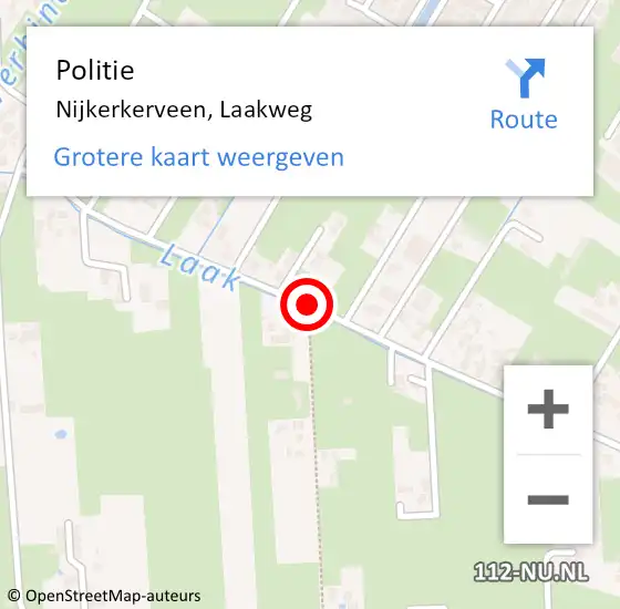 Locatie op kaart van de 112 melding: Politie Nijkerkerveen, Laakweg op 1 augustus 2019 05:22