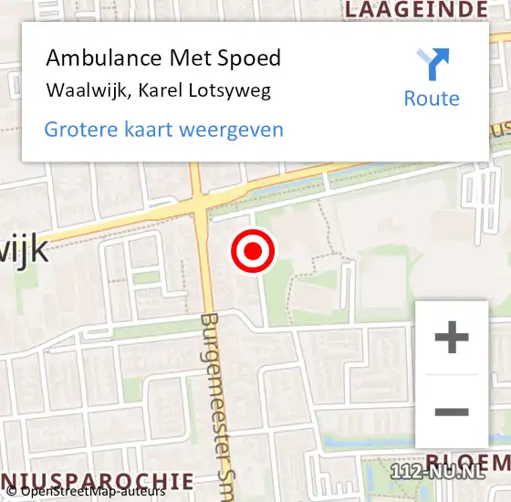 Locatie op kaart van de 112 melding: Ambulance Met Spoed Naar Waalwijk, Karel Lotsyweg op 1 augustus 2019 05:44