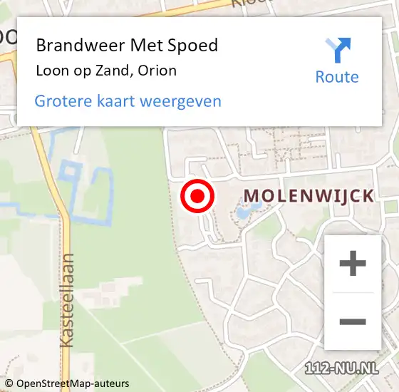 Locatie op kaart van de 112 melding: Brandweer Met Spoed Naar Loon op Zand, Orion op 1 augustus 2019 06:40