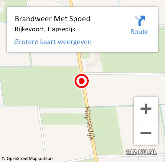 Locatie op kaart van de 112 melding: Brandweer Met Spoed Naar Rijkevoort, Hapsedijk op 1 augustus 2019 06:40