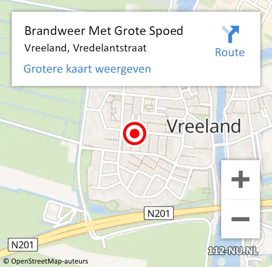 Locatie op kaart van de 112 melding: Brandweer Met Grote Spoed Naar Vreeland, Vredelantstraat op 1 augustus 2019 06:59